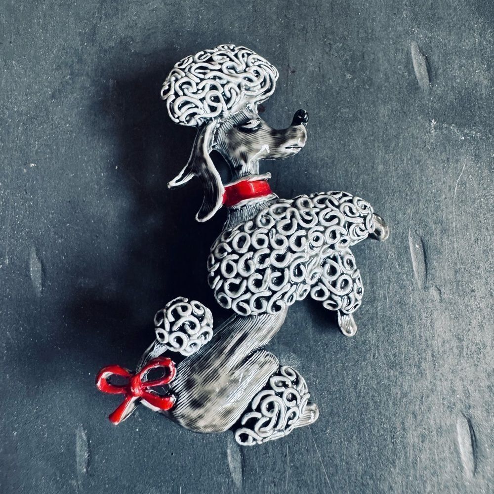 Vintage Silver Poodle Brooch Pin